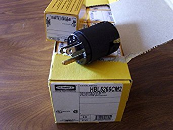 5266CBK, HBL5266CM2 15A 125V U/G Edison Male Plug ( All Black ) Box of 10
