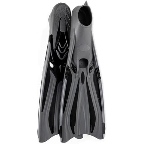 DiVLMT Fins for Swimming Adult Snorkel Fins Men Womens Scuba Flippers Diving Fins for Travel Fins for Snorkeling (Grey Black, US Men 7-7.5 | US Lady 9-9.5) Cover