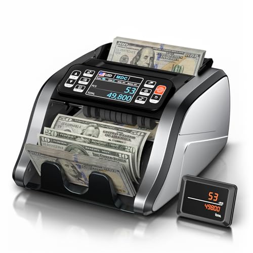 Aneken N60 Money Counter Machine Mixed Denominations, Cash Counter with 3.5” HD Dual TFT Display, UV/MG/IR/DD Counterfeit Detection, Printer-Ready Bill Counting Machine for Business, Upgraded Version