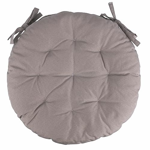 Juego de 2 Cojines para Silla Exterior Repelente al Agua Redondo tórtola Ø40 x 7 cm, algodón y...