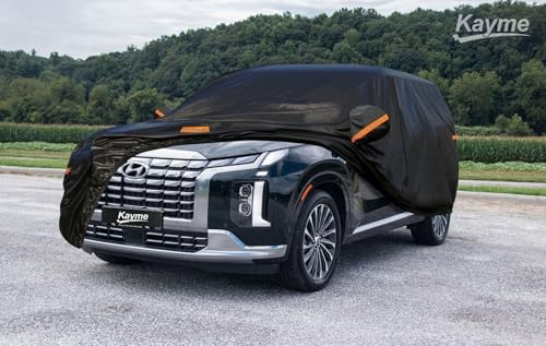 Image of Kayme 7 Layers SUV Car Cover Custom Fit for Hyundai Palisade (2019-2025) Waterproof All Weather for Automobiles, Outdoor Full Cover Rain Sun UV Protection.Black