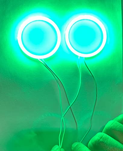 Image of Universal 60MM 2PC /SET Car Bike DRL Daytime Running Light Angle Eyes LED Ring COB LED Halo Ring Green