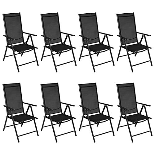 vidaXL-Juego-de-Comedor-para-Jardin-9-Piezas-Muebles-Mobiliario-Exterior-Terraza-Balcon-Hogar-Cocina-Mesa-Silla-Asiento-Suave-Estable-Aluminio-Negro