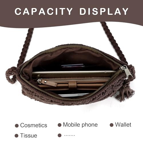 Image of Gladdon Bohemian Small Crossbody Bag for Women Stylish Woven Shoulder Purse | Hand Weaving,Small Boho Crossbody,Lightweight,with Tassel,Travel Vacation,Daily Use,Sturdy Straps,Showcasing Individuality