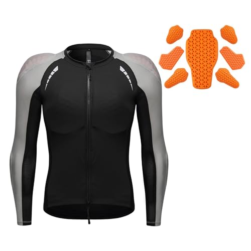 Chaqueta de moto para hombre con hombreras extraíbles, camiseta de moto de malla ajustada para verano, ropa deportiva elástica para motociclismo urbano y turismo, homologada CE,Grey-L