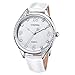Femme Montre de Mode Cristal Strass Cadran Blanc Bracelet en Cuir