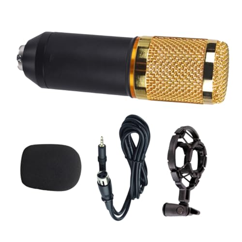 Parliky 1Pc Black Condenser Microphone Wired Mic for Home Studio Shockproof Stand for Karaoke Streaming and Recording Vocals Durable Design with Wind Noise Prevention