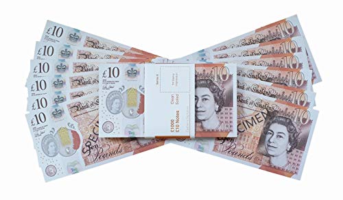 Big Screen Stacks | PROP MONEY | UK COMPANY | REALISTIC UK POUNDS GBP BRITISH ENGLISH BANK 100 10 POUND NOTES - Spare Bank Note Strap. For Movies Films Advertising Social Media Play Fake Party