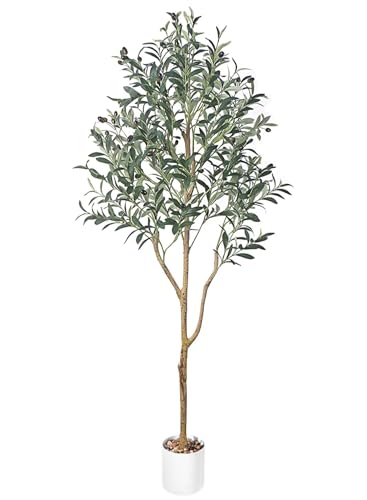 Zvezvia Olivträd, 150 cm, artificiell växt, krukväxt, plastväxt, konstgjort olivträd, konstträd, som äkta, dekoration för vardagsrum, sovrum, kontor, trädgård och balkong