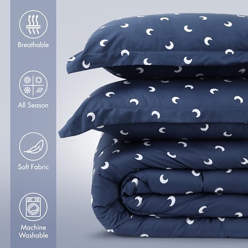 Utopia Bedding All Season Moon Comforter Set with 2 Pillow Cases, 3 Piece Soft Brushed Microfiber Kids Bedding Set for Boys/Girls, Machine Washable (Twin)