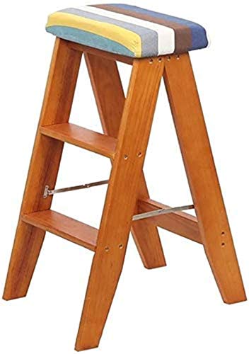Escalones plegables de madera tipo taburete de cocina portátil 2