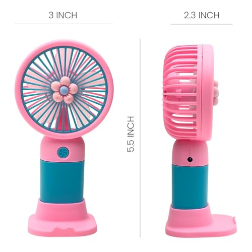 Image of Felinar 3 Speed Portable Mini Hand Fan Rechargeable 2-in-1 Handheld Desk Fan USB Powered Quiet Personal Cooling Fan for Men & Women Pink