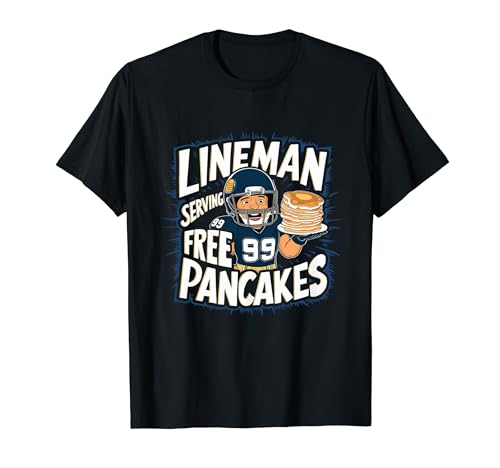 Funny Lineman Serving Pancakes Football OL DL T-Shirt