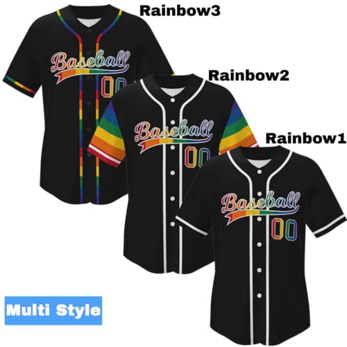 Custom Rainbow Baseball Jersey para Hombre/Juvenil/Mujer con Bordado/Impreso, Personalizado con Nombre, Número y Logo miniatura 2