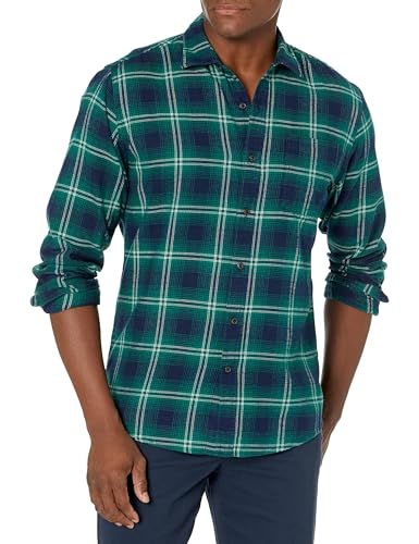 Image of Amazon Essentials Men's Regular Fit Long-Sleeve Flannel Shirt, Soft Brushed Cotton, Lightweight yet Warm
