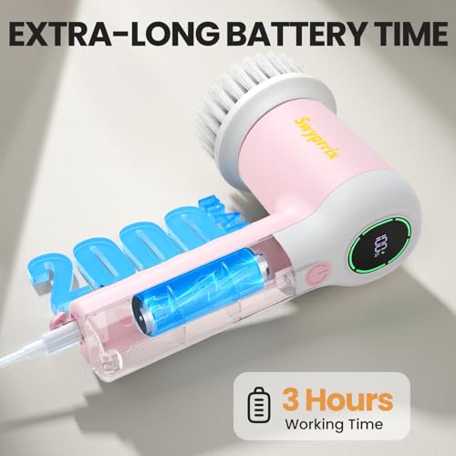 Image of Electric Spin Scrubber for Bathroom and Shower Cleaning SD-CTB02 | 2 Speeds Cordless Power Cleaning Brush, 6 Replaceable Brush Heads, IPX7 Waterproof, For Bathroom, Sink, Tile, Kitchen, Grout