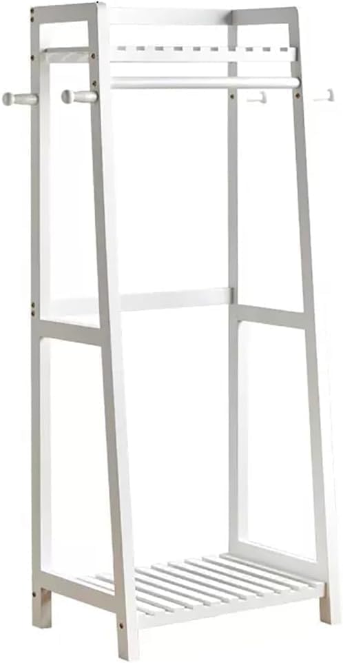 Portant à vêtements en bois blanc 78 cm avec étagères sur pied rangement