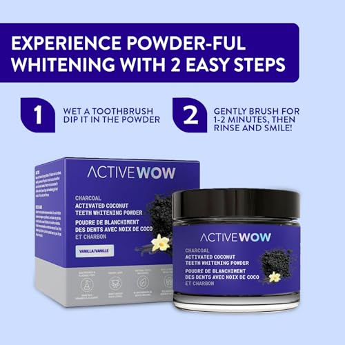 Image of Active Wow Activated Coconut Powder - Whitening Toothpaste Powder, Fluoride-Free, Sulfate & Paraben-Free, Vanilla Flavor