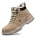 Steel Toe Shoes for Men Women Lightweight Breathable Work Boots Unisex Waterproof Non-Slip Safety Hiking Shoes Anti-Smashing and Anti-Puncture Fashion Sneakers Khaki
