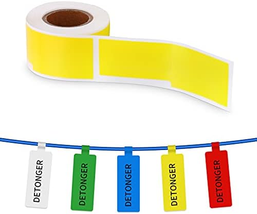 Cable Label Maker Tape 0.98" x 1.49"+1.57"（25x38+40mm）Thermal Printer Label Sticker with Self-Adhesive for DETONGER DP23/DP23S/DP23P/DP30S, 1 Roll of 100 Sheets.（Yellow）