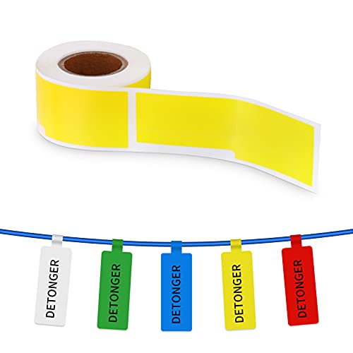 Cable Label Maker Tape 0.98" X 1.49"+1.57"（25X38+40Mm）Thermal Printer Label Sticker With Self-Adhesive For Detonger Dp23/Dp23S/Dp23P/Dp30S, 1 Roll Of 100 Sheets.（Yellow） #TOP3