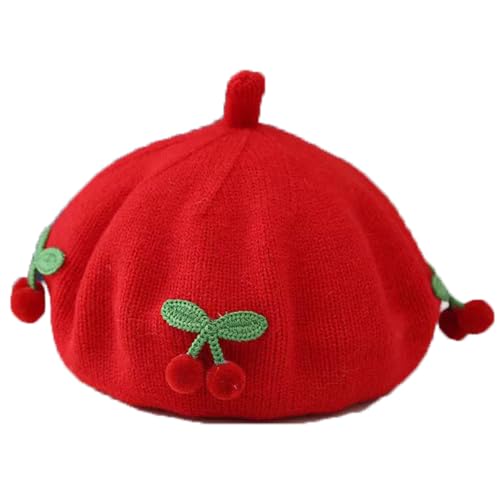 SHTGOI Boina para niñera, 1/2 unidades, algodón para bebé, gorro de invierno, calabaza, gorro de lana, gorro de punto, gorro francés, gorro cálido, gorro para niños de 1 a 2 años, rojo, 44/48 cm