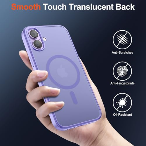 Image of SUPFINE Magnetic for iPhone 17 Case (Compatible with MagSafe)(Military Grade Drop Protection) Translucent Matte Shockproof with Anti-Fingerprint Phone Cover 2025,Purple