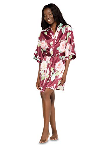 Image of Turquaz Women's Silky Satin Kimono Robes for Bridesmaids, Bride, Short Loungewear, Lingerie Dressing Gown Silk Like VS Robe