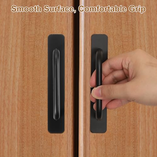 Image of uxcell 6Pcs Barn Door Handles, 244mm / 9.6 Inch Length Hole Center Sliding Gate Door Pull Handle Aluminum Alloy Cabinet Handles with Base for Kitchen Bathroom Wardrobe Closet (Silver)