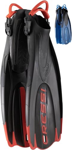 CRESSI Maui Long Fins, Black/Red, S/M - Aletas Largas Ajustables con EBS System para Natación y Buceo, Negro/Rojo (Dive Center), S/M (38/41), Unisex