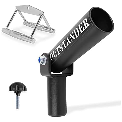 OUTSTANDER T-Bar Row Platform for 2-Inch Olympic Bars with Double D Handle Attachment, Barbell Post Insert Landmine of Heavy Duty Steel with Securing Knob, 360° Swivel, Multifunctional Gym Equipment Cover