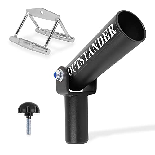 OUTSTANDER Plate-Forme en T pour Barres Olympiques de 5,1 cm avec Double Poignée en D, Insert de Poteau D'haltère en Acier Robuste avec Bouton de Sécurité, Équipement de Gym Multifonctionnel Cover