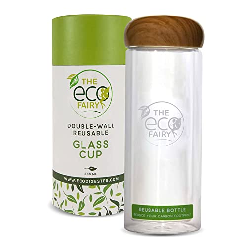 Super Cheap 🛒 EcoFairy - Reusable Double Wall Tumbler, Shatterproof Glass Water Bottles, Hot and Iced Coffee Cup, Tea Tumbler, and Cold Brew Bottle, 280ml
