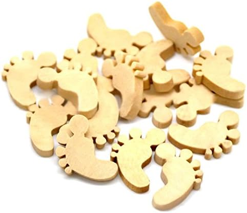BlueMoo 50 PCS Wooden Baby Feet Shape Laser Cut MDF Blank Embellishments Crafts 18mm