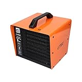 BTEC Heizlüfter 3000 Watt - Elektroheizer - Keramik Heizelemente - 3 Heizstufen - Frostwächter - Perfekt für Baustelle, Werkstatt, Garage - Heizstrahler - 3kW Heizer