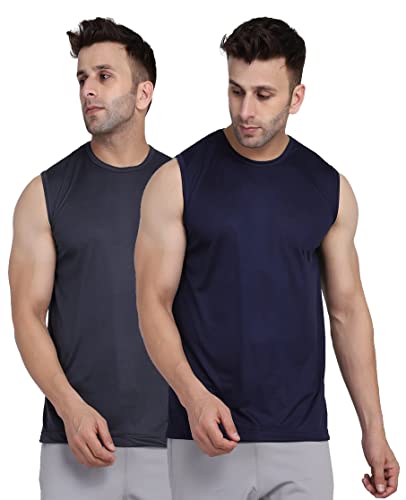 Image of Men's Regular Fit Sleeveless T-Shirt (Pack of 2)
