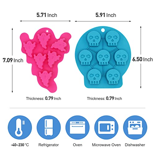 Molde de hielo Halloween calavera y fantasma de silicona miniatura 2