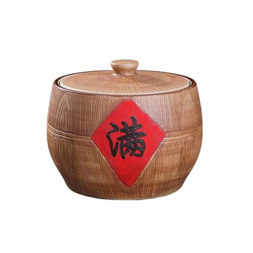 Tarro de arroz, recipiente de almacenamiento de cerámica, barril sellado para cereales, aperitivos, dulces, granos de café, ideal para la organización de la cocina