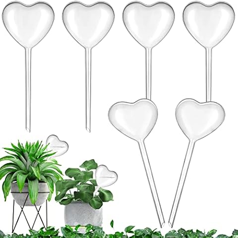 6-Piece Plant Watering Globes Large Self Watering Globes Plastic PVC Plant Watering Bulbs Houseplants Indoor Plants Potted Porch Plant Pots Plant Watering Bulbs, Cute & Practical (heart-shaped) Cover