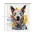 Ganshan Bi Lovely Australian Cattle Dog Shower Curtain Colorful Painting Dog Puppy Pet Animal Print Bath Curtains for Bathroom Home Decoration with 12 Hooks 72x72 Inch White Style 4