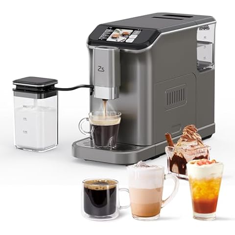 Espresso & Coffee Machine with Automatic Milk Frother, 20 Bar Built-In & Adjustable Espresso Bean Grinder, 1-15 Adjustable Grind, Touch Screen Coffee Machine with 1.5L Water Tank for Coffee Lover Cover