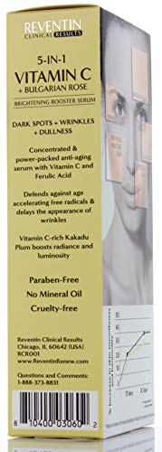 Reventin-Clinicals-Results-Vitamin-C-Serum-with-Bulgarian-Rose-Hyaluronic-Acid-Ferulic-Acid-14-Fl-Oz-Brightening-serum-with-Vitamin-C-for-Dark-Spots-Wrinkles-Expression-Lines-Rough-Skin Reventin Vitamin C Face Serum W/Ferulic Acid + Turmeric | Vitamin E + C Skin Care Beauty Serum For Reducing Look Of Uneven Skin Tone, Dark Spots, Wrinkles, Fine Lines, & Dull Skin, 1.6 Fl Oz