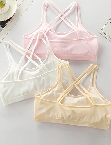 Happy Cherry Teens Girls Adjustable Training Bras Cotton Seamless Padded Lightable Sports Bra for Big Kids3