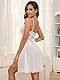 CheChury Sexy Transparentes Nachthemd Mesh Dessous Babydoll mit G-String Damen Spitze Durchsichtig Nachtwäsche V-Ausschnitt Lingerie Reizwäsche Kleid Unterwäsche mit Spaghettiträgern
