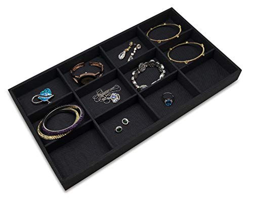 TheDisplayGuys Jewelry Tray, Drawer Organizer Display - Black Burlap