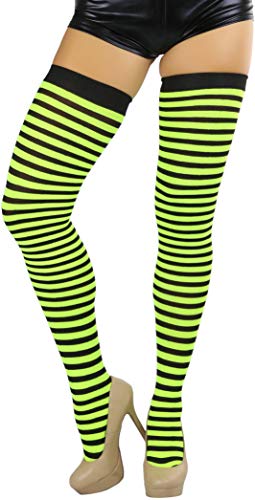 Image of ToBeInStyle Women's Opaque Hosiery Thin Striped Thigh High Long Stocking