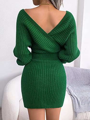 Image of Womens Batwing Long Sleeve Wrap V Neck Bodycon Sweater Dress Winter Cocktail Wedding Guest Dresses
