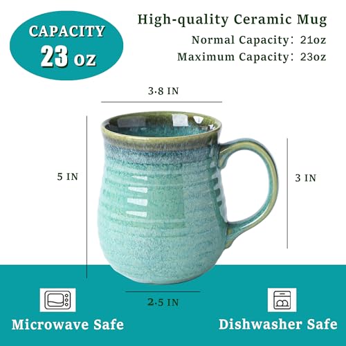 Taza de café grande de cerámica 23 oz color verde miniatura 2