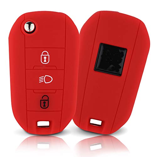 ASARAH Couvercle de clé en Silicone Premium Compatible avec Peugeot, Couvercle de Protection pour clés de Voiture, Couvercle pour Type de clé 3BKB-b - Rouge Cover
