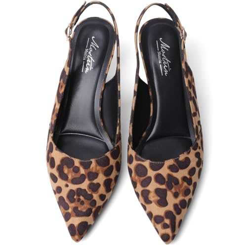 Image of Mostrin Kitten Heels for Women Slingback Pointed Closed Toe Heels Women's Pumps Shoes for Wedding, Party, Commuting